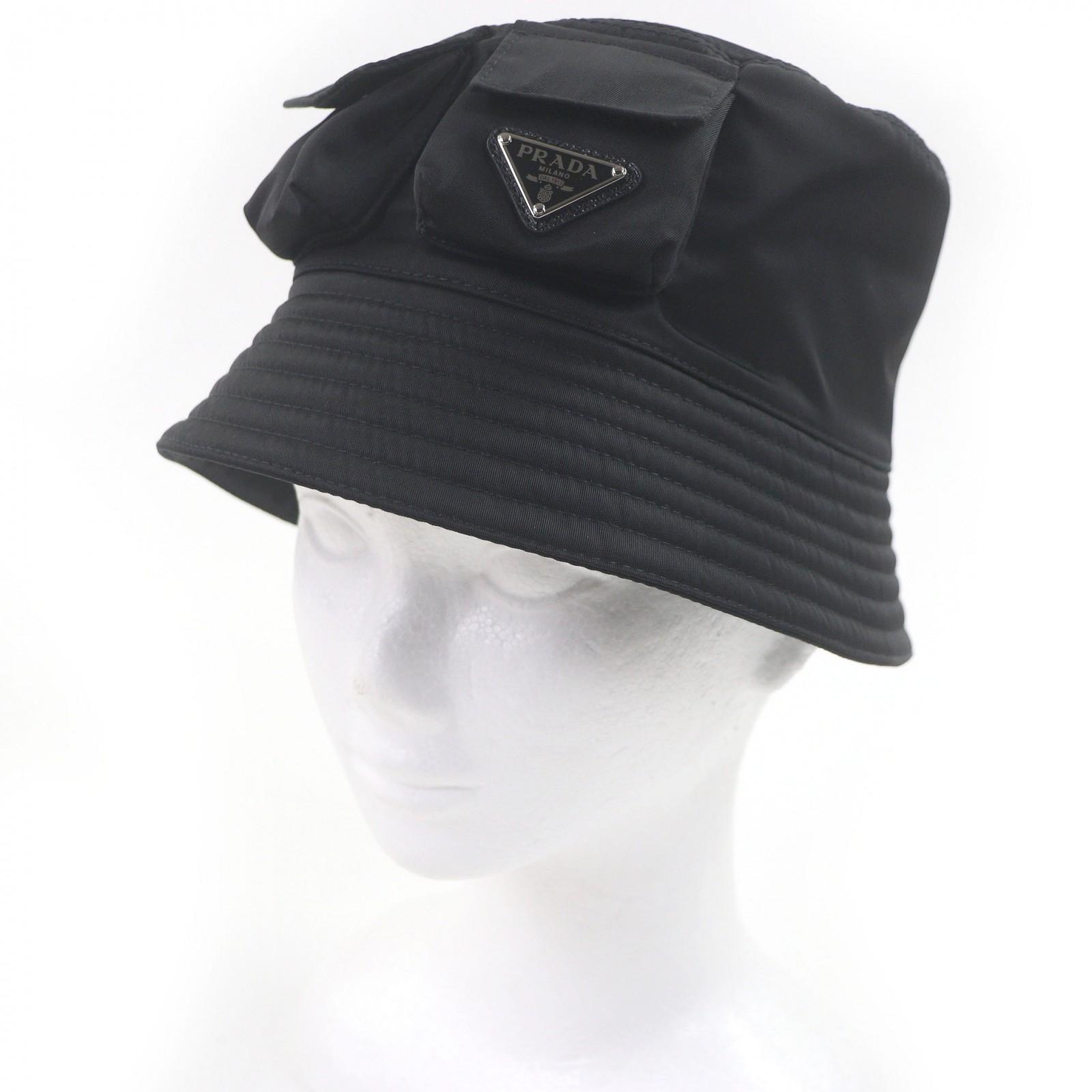 

Excellent PRADA hat Re-Nylon Triangle Logo Triangle Plate Bucket black L 2HC350 Used