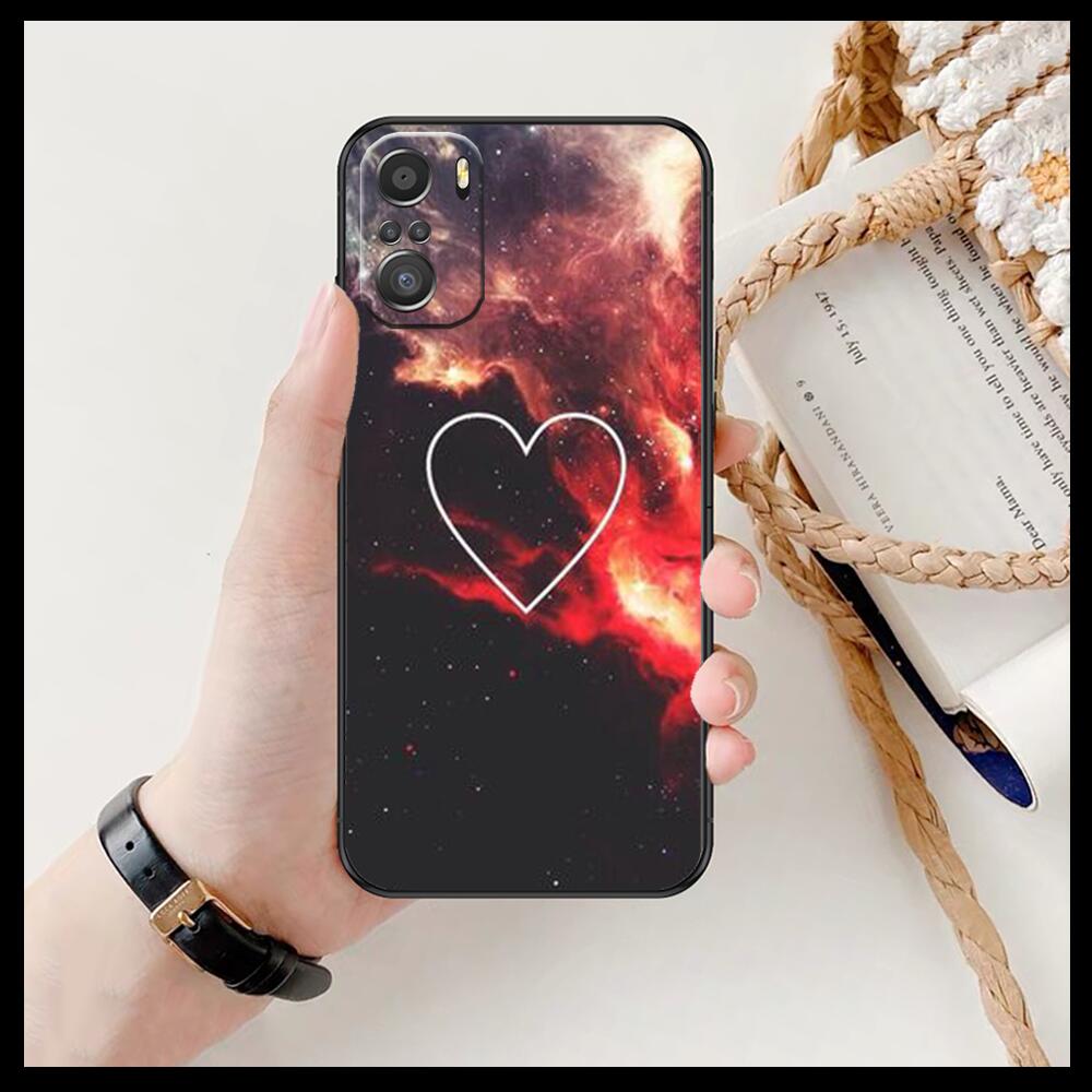 LIEBE herz Für Xiaomi Redmi Hinweis 10S 10 9T 9S 9 8T 8 7S 7 6 5A 5 Pro Max Weiche Schwarze Telefon Fall