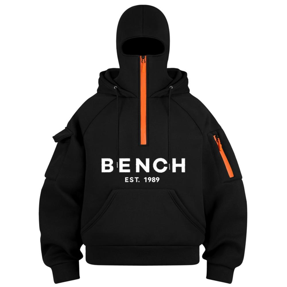 

Men s Printed Hooded Sweatshirt with Multiple Pockets, Half Zipper, Double Hood, Winter Street Fashion, Casual Sports Pullover Sweatshirt XXL