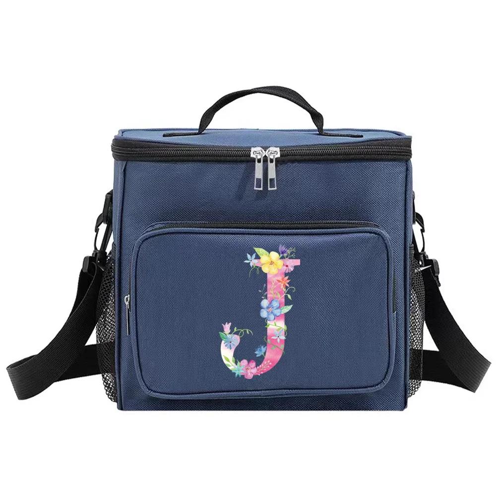 Lunch Box Cooler Organizer Case Thermal Handbag Waterproof Outdoor Travel Shoulder Lunch Bag for Men and Women Pink Pattern