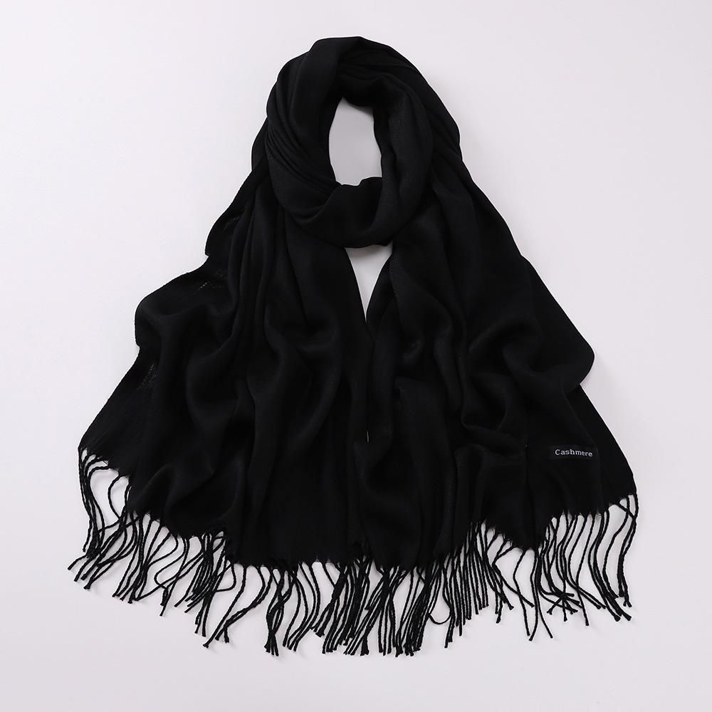 Imitation Cashmere Tassel Scarf - Chinese Red, Ideal for Autumn/Winter Celebrations, Company Events, and Parties with Custom Printed Logo