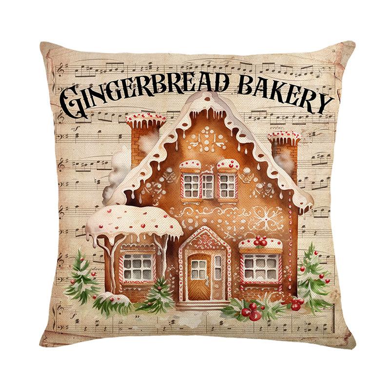 

45cm Gingerbread Man Christmas Cushion Cover Pillowcase 2025 Christmas Decorations for Home Xmas New Year Christmas Decor 45x45cm