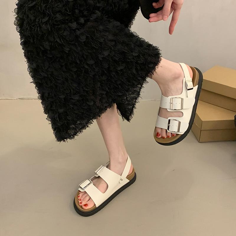 Sandals women's summer new Boken women's sandals outer wear platform niche versatile belt buckle beach shoes