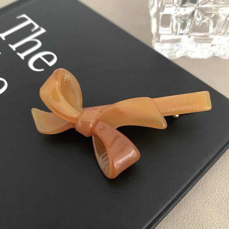 Koreanische Neue Retro Öl Eiscremefarbe Schleife Haarnadel Mode Essigsäure Entenschnabelspange Seitenpony-Spange Haarschmuck für Frauen