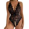 Erotic lingerie opening halter neck one-piece pajamas lace-up bow back open lace sexy pajamas woman