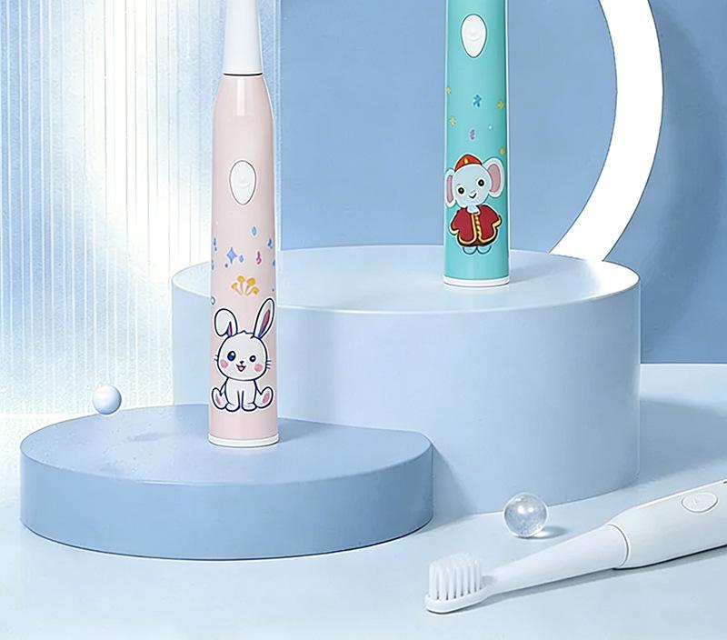 Rechargeable Electric Toothbrush for Kids: Soft Bristles, Waterproof, Automatic, Cartoon Design, Safe for Baby Teeth