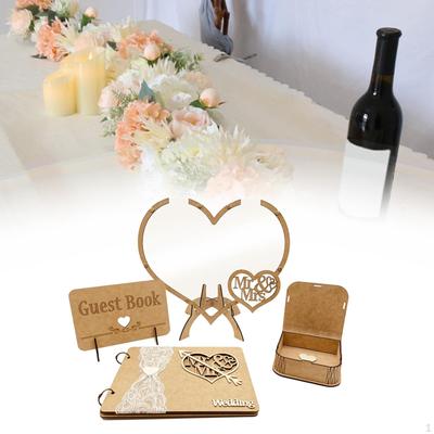 Boîte pour invités de mariage rustique avec panneau en bois Cœurs 3D pour décorations Baby Shower Anniversaire