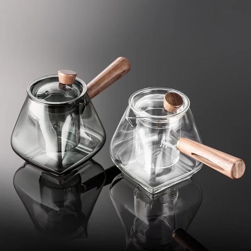 Glass Teapot with Wooden Side Handle
