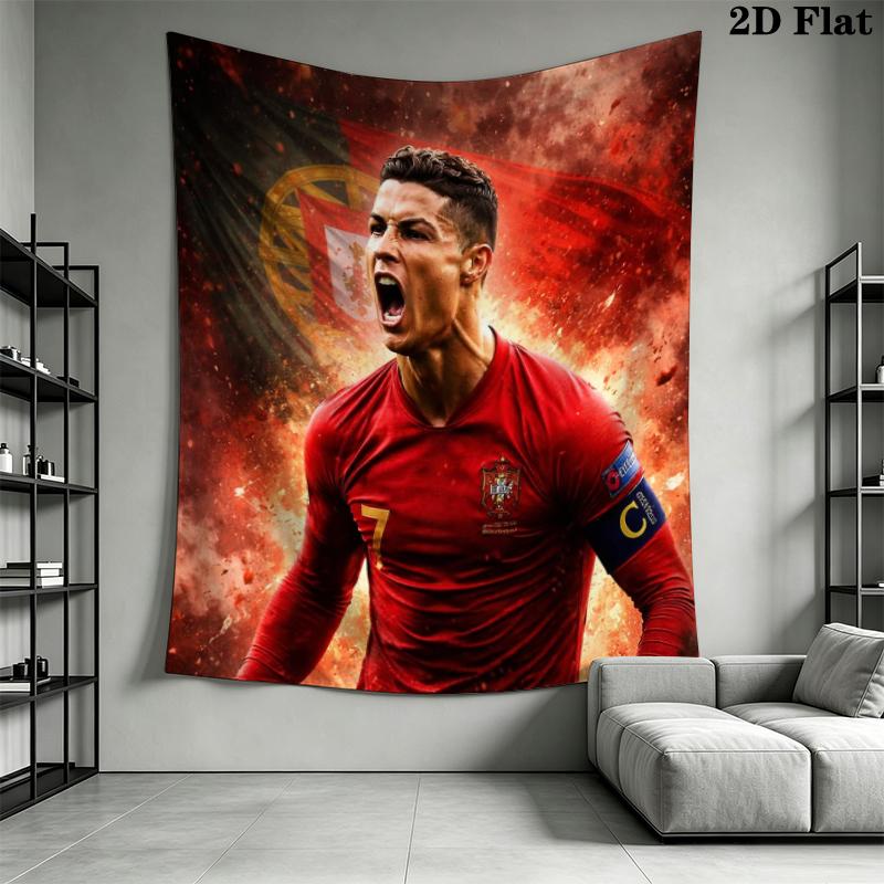 C Ronaldo Wall Tapestry Aesthetic Wall Hanging Printed Fabric Blanket Decorative Tapestries for Bedroom Living Room Home Decor