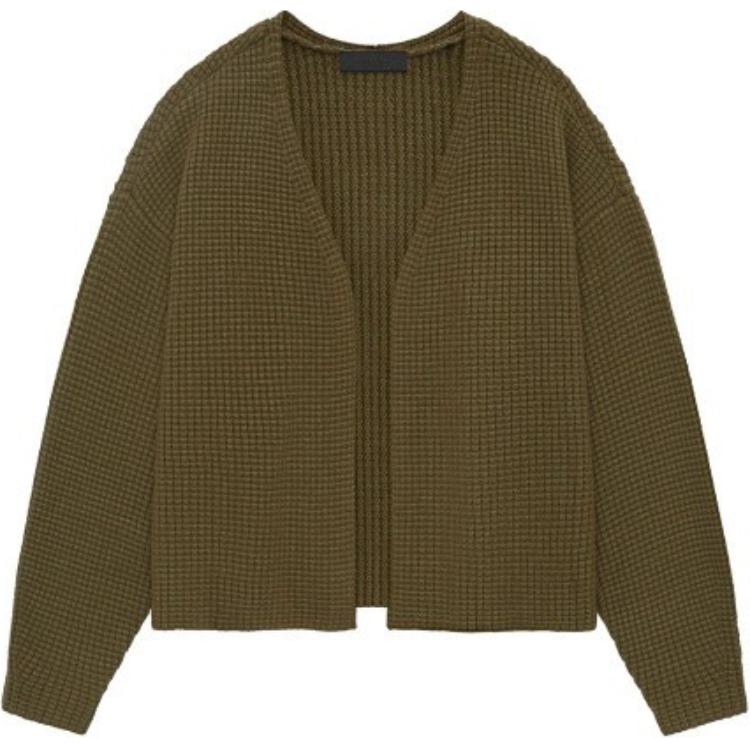 Fear of God Essentials Heavy Waffle Cardigan Military Men Tops Green 192BT246205F