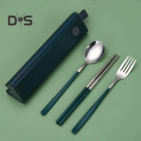 Travel Utensil Set Stainless Steel Fork And Spoon with Case Portable Tableware Set Smooth Edge Flatware Set for Office School Camping