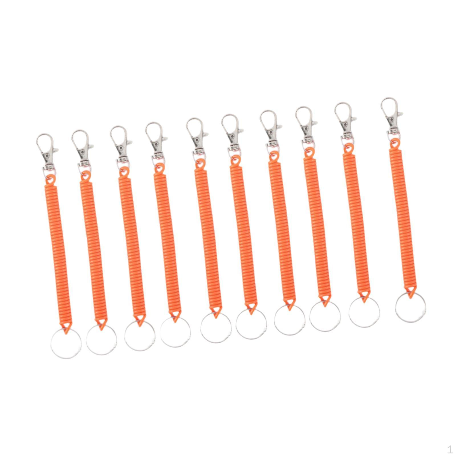 

10 Pieces Clasp Spring Coil Ropes , Spiral Cord Keychain, Retractable Keychain оранжевый