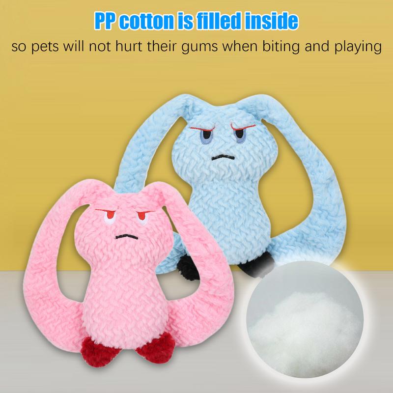 Dog Teething Toys Rabbit Design Plush Chew Sound Toy Portable Stuffed Animal Dog Plush Chewing Toy for Medium Small Puppy