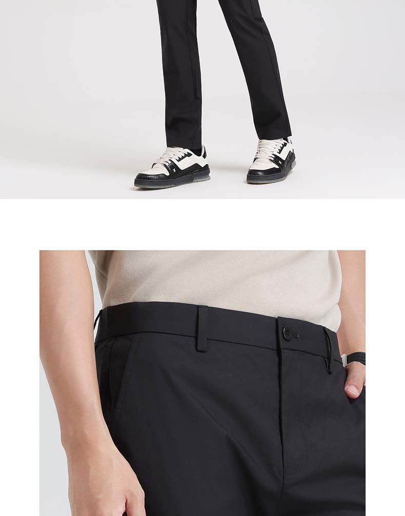 Langdeng Men's Long Staple Cotton Breathable Straight Leg Casual Pants