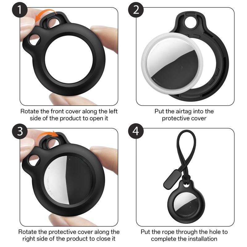 2Pcs Case For Apple Airtags Locator with Strap Protective Cover Anti-Lost Keychain Case for Airtag Holder Tracker Keys Bags Luggage