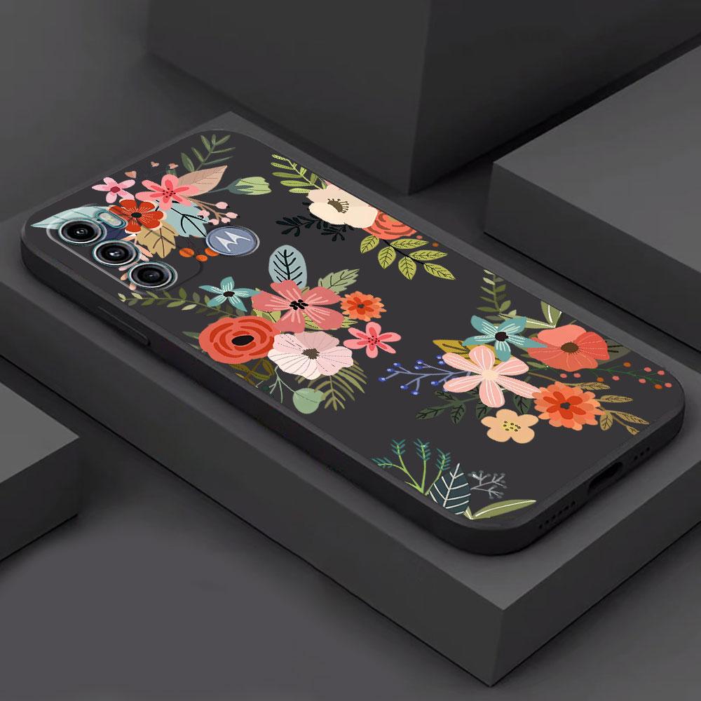 Letter Flower Case for Motorola Moto Edge 30 Neo G9 Plus G200 5G One Fusion Plus Edge 20 Pro Edge 40 Pro TPU Soft Cover