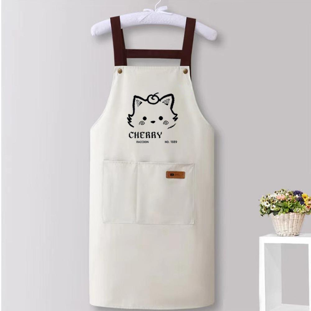 Cartoon Cats Printing Kitchen Apron Oil Proof Easy To Clean Workwear Apron Waterproof Restaurant Uniform
