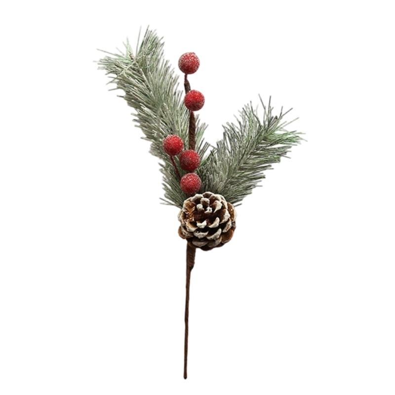 

Realistic Faux Hollies Branch And Natural Pinecones Christmas Decors User Friendly Materials Festival Home Parties Supplies 1