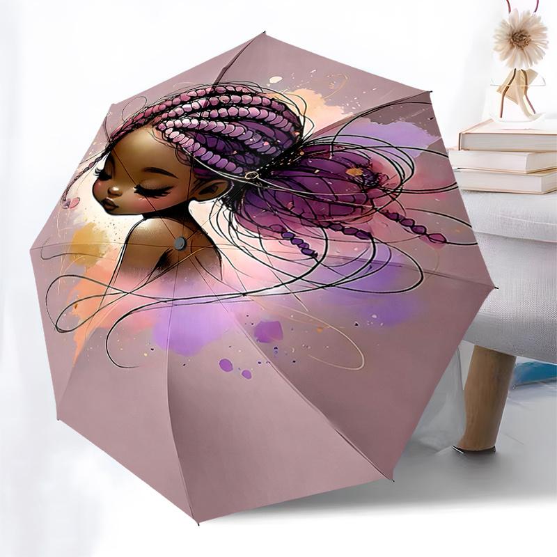 CBlack Princess Automatic Opening/Closing Umbrella with Foldable Design and Iron Frame - Perfect for Outdoor Use, Festive Gifts, Travel, Dai