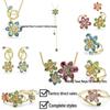 Shi Family Ldyllia Flower Pendant Necklace, Open Ring, and Elegant Colored Earring Set