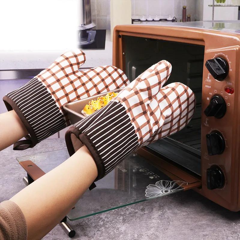 2pcs Household Thickened Heat Insulation Gloves Baking High Temperature Resistant Gloves Kitchen Oven Microwave Special Gloves