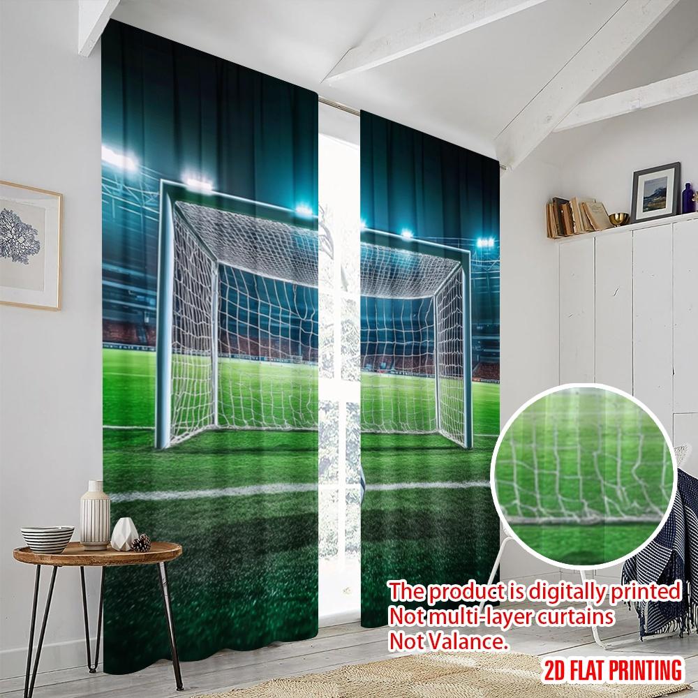 2pcs,2D Plane Printing Contemporary Curtains Goal Moment Polyester Easy Install (without Rod) Decorations Outdoor for Bedroom &