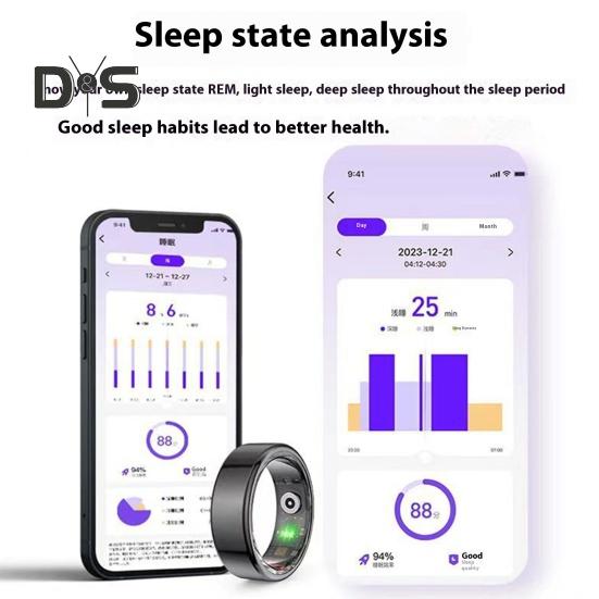 Smart Ring Fitness Tracker Ring with Motion Tracking IP68 Waterproof Bluetooth-compatible Sleep Monitor Health Tracker Ring