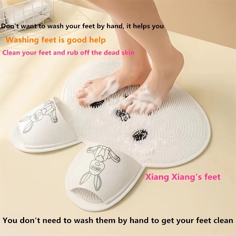 Hase Badezimmer Dusche Anti-Rutsch-Matte, Runde Massage-Fußmatte, Saugknäpfe auf der Rückseite, Fußschrubber, Rückenschrubber, Sturzsicherung