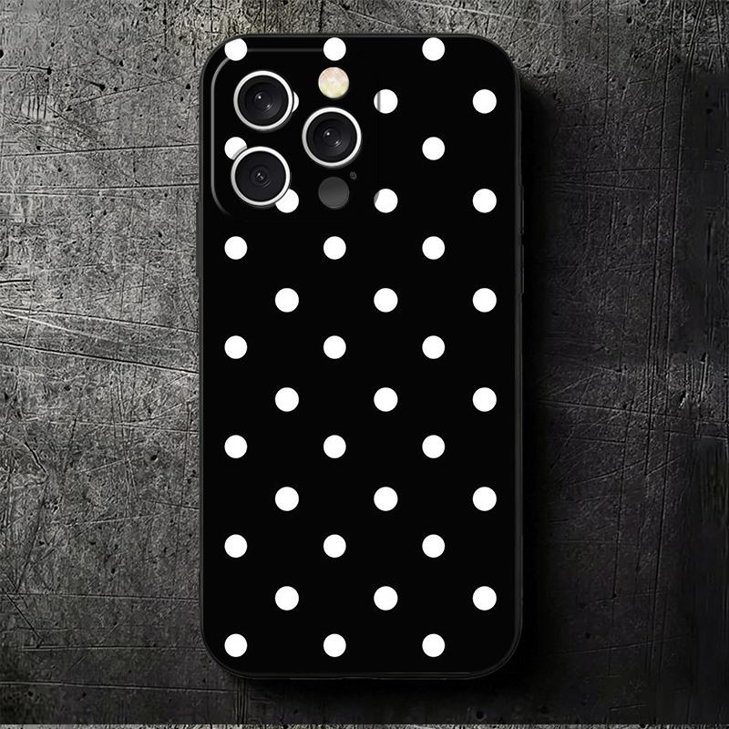 Polka Dots Art Fashion Desgin Soft Phone Case for iPhone 16 16E 17 Air 15 Pro Max 14 Plus 13 Mini 11 12 7 Black Cover Back Shell