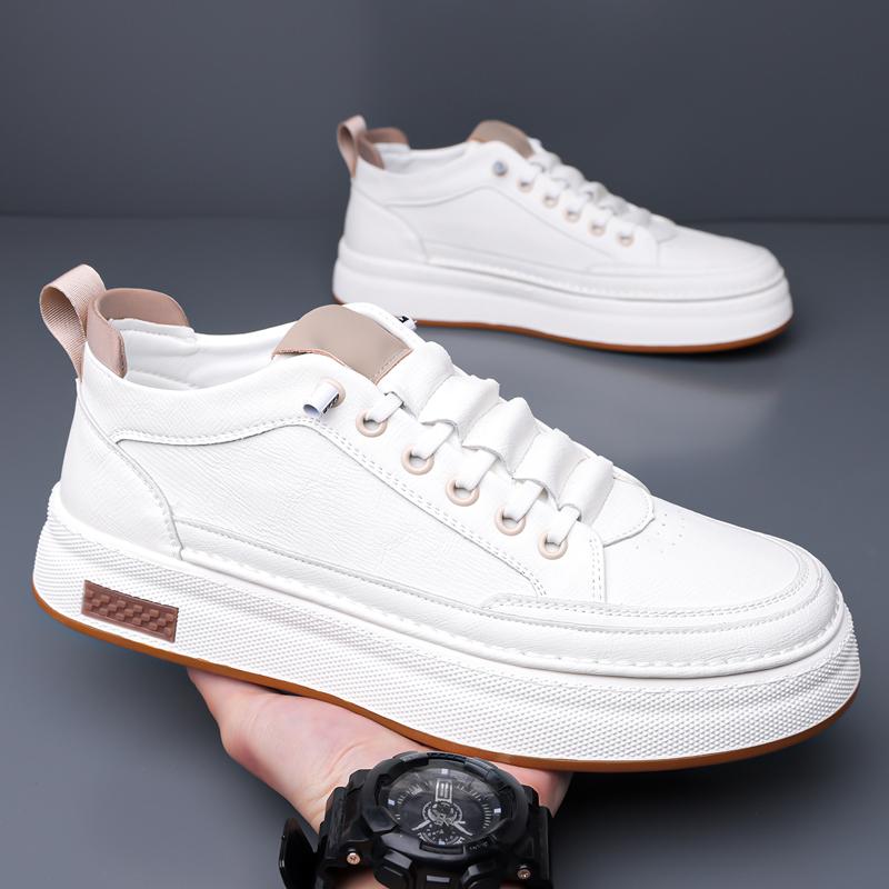 Fashion Fashion Casual Leather Mens Casual Shoes Non-Slip Walking Sneakers Outdoor Lightweight Skateboard Footwear Comfy Vulcanize Shoes