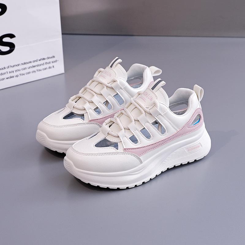 

2025 summer mesh fashion versatile sports shoes female students breathable running casual little white board shoes children Q196 35