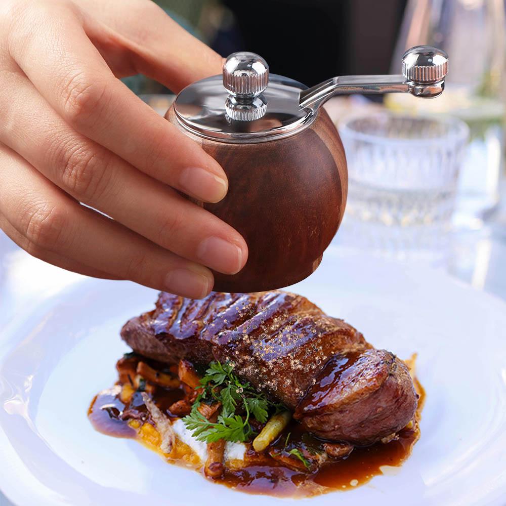 Wooden Pepper Mill Ceramic Grinding Core Manual Pepper Grinder for Grilling Frying