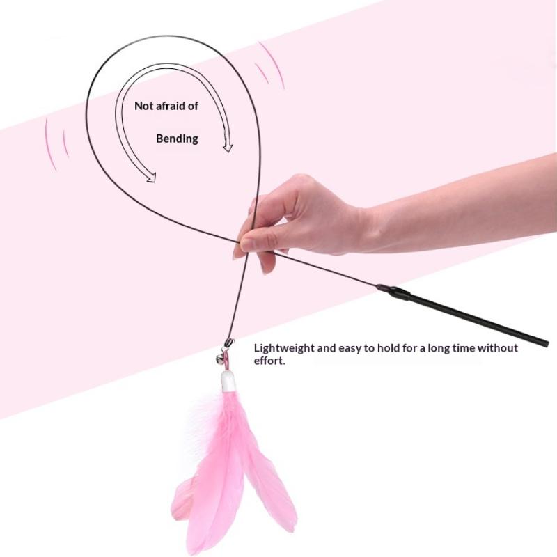 Interactive Cat Feather Wand Toy Suction Cup Hands-Free Cat Teaser Toy With Replaceable Feathers For Kitten Play