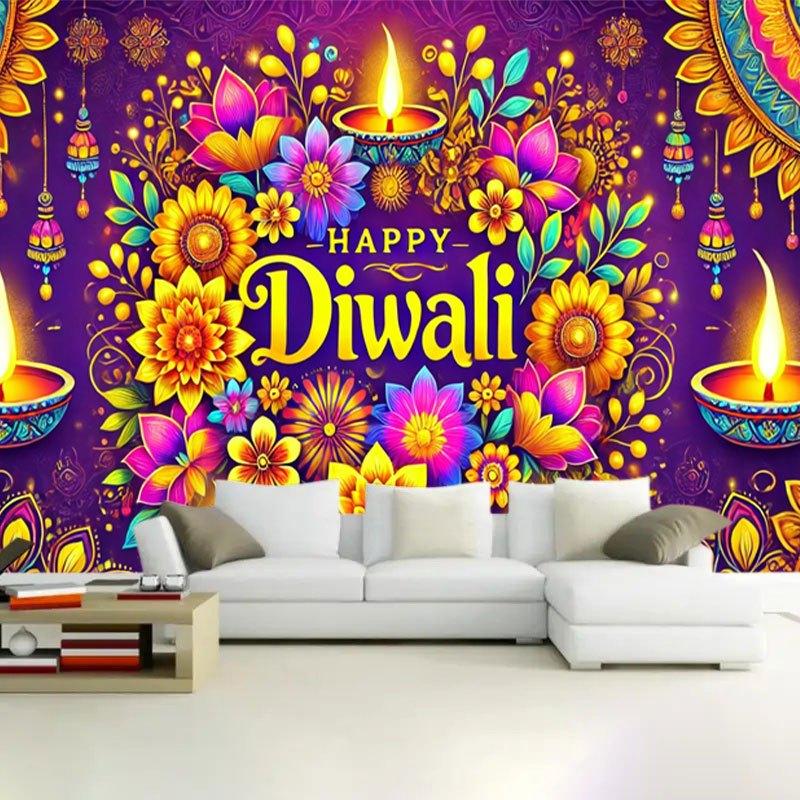 1PC2D Happy Diwali Celebrate Diwali Party Banner, Happy Diwali Party Decoration Background, No Electricity Required - Wsj