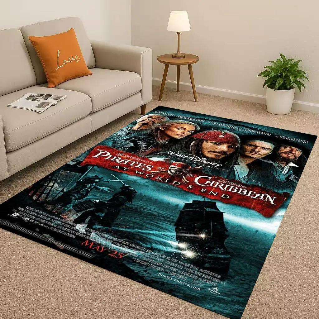 3D Pirates of The Caribbean Jack Johnny Depp Christmas Living Room Non-Slip Area Rug Carpet for Bedroom Sofa,Home Doormat