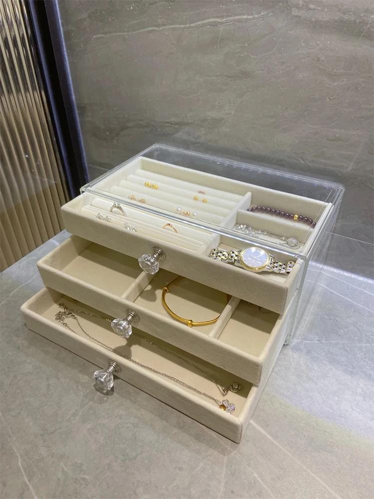 HOME Jewelry Storage Box Wholesale Home Jewelry Display Box Multi-layer Drawer Necklace Earring Ring Jewelry Organizer