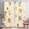 2pcs,2D Plane Printing Curtain Fabric Christmas Cookies Gingerbread Stars Muffins (2) Versatile Polyester Fabric (without Rod)