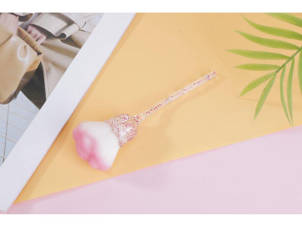 Rose Crystal Handle Loose Powder Makeup Brush - Beauty Tool for Nail Art, Blush, and Contour