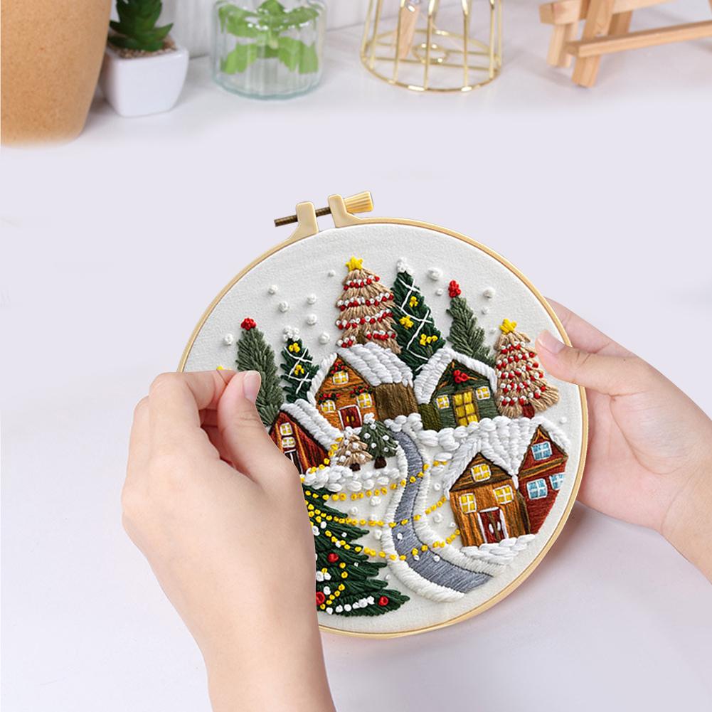 DIY Cross Stitch Kit Multi-Purpose Counted Stamped Embroidery Kit Handmade Christmas Series Craft Needlework for Adults Beginner
