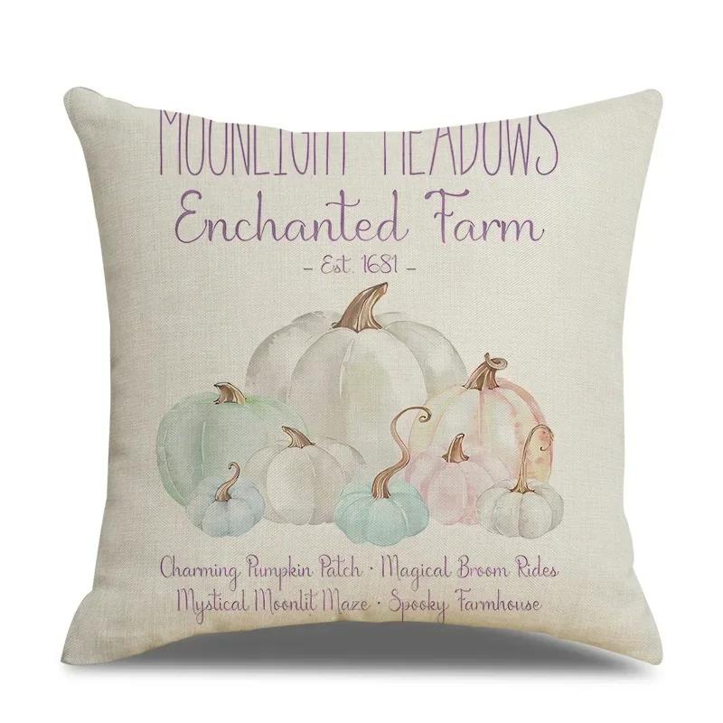 45x45cm Halloween Pillowcase Single Linen Pillowcase Waist Pillowcase for Living Room Sofa Car Home Decor