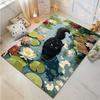 Multiple sizes Black cat walking among lilies Carpet for Living Room Bedroom Sofa Home Decor Rus Non-slip Floor Mat Luxury Gift