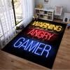 "Warning Angry Gamer Neon Carpet With Bright Wall Art Design" Suitable for Use As an Anti-slip for Living Room Bedroom Sofas
