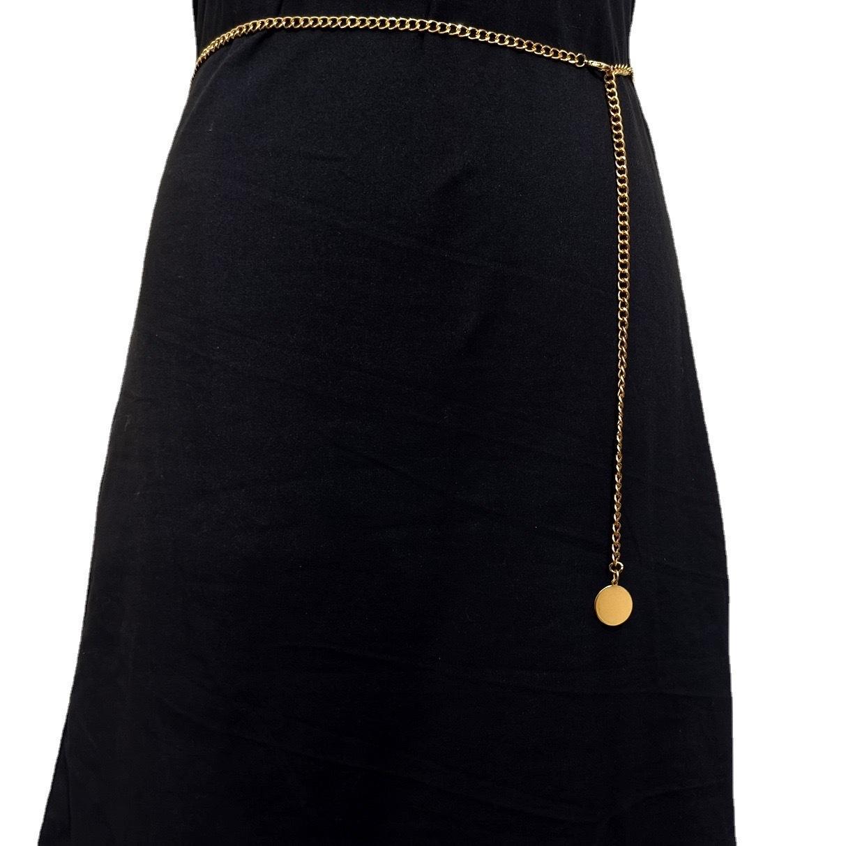 

Simple metal glossy sequined waist chain women s retro single-layer chain waist body chain золотий