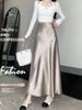 Satin A-Line Fishtail Midi Skirt for Women - Spring/Summer New Style Korean Fashion