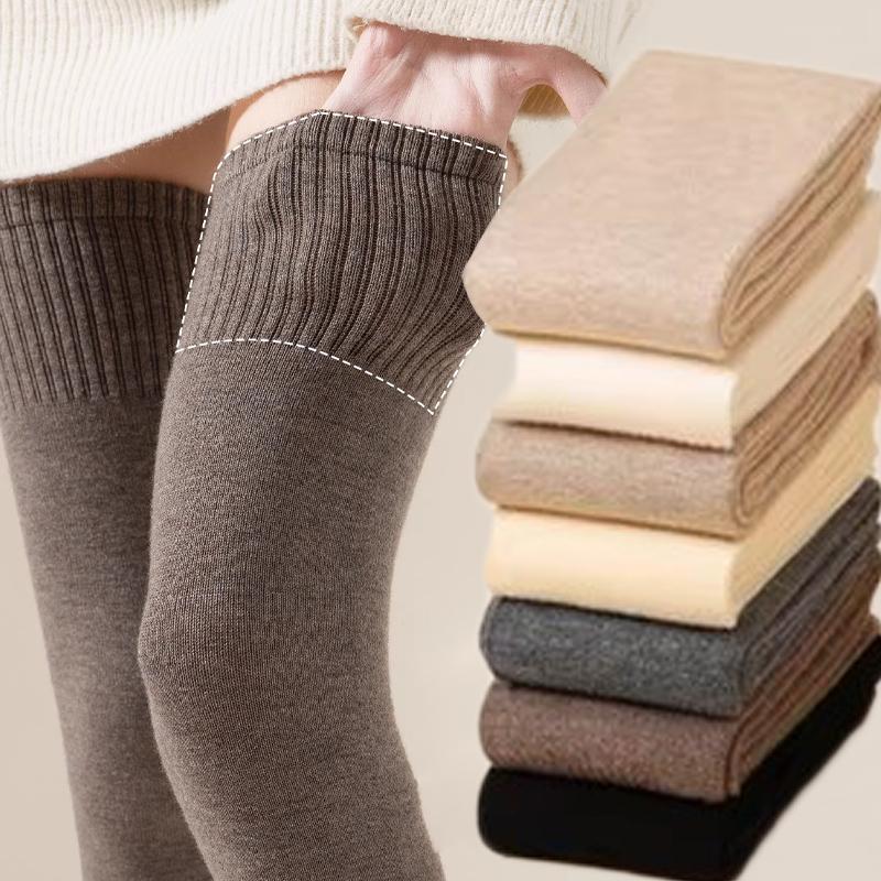 Women Winter Solid Color Leg Warmers Warm Knee High Socks Knitted Foot Cover Crochet Winter Thigh High Sock Boot Cuff Long Socks