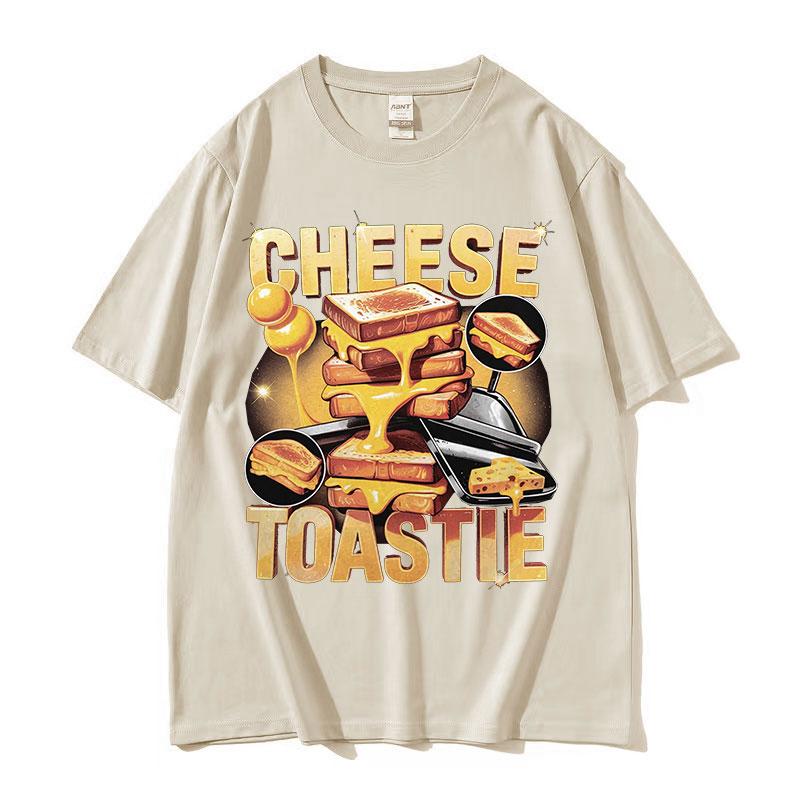 Funny Cheese Toastie Food Lover Gift Graphic T Shirts Men Women Harajuku High Quality Retro Tshirt 100 Cotton Oversized Tshirt