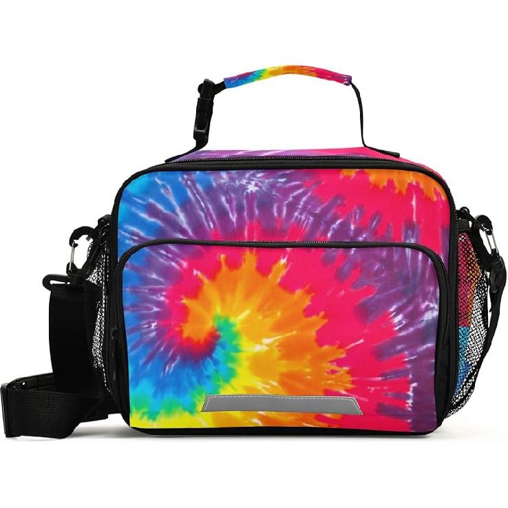 Dinosaur Animal Print Yellow Lunch Box Boys, Lunch Bag for Kids School Insulated Tote Bag Cooler Tote with Adjustable Shoulder Strap for Girls