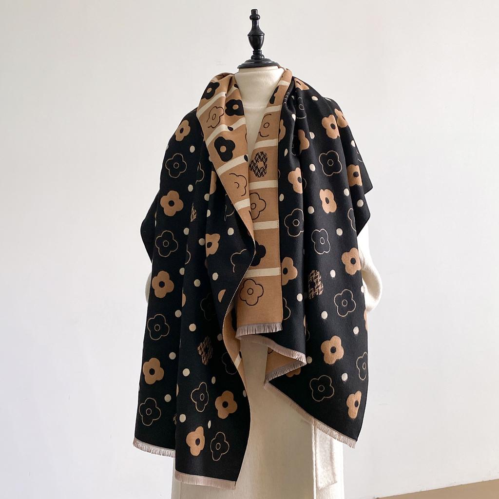 New Fashion Cashmere Women Print Double-sided Scarf  Winter Warm Elegance Shawl Pashmina Female Outdoor Brand Scarves