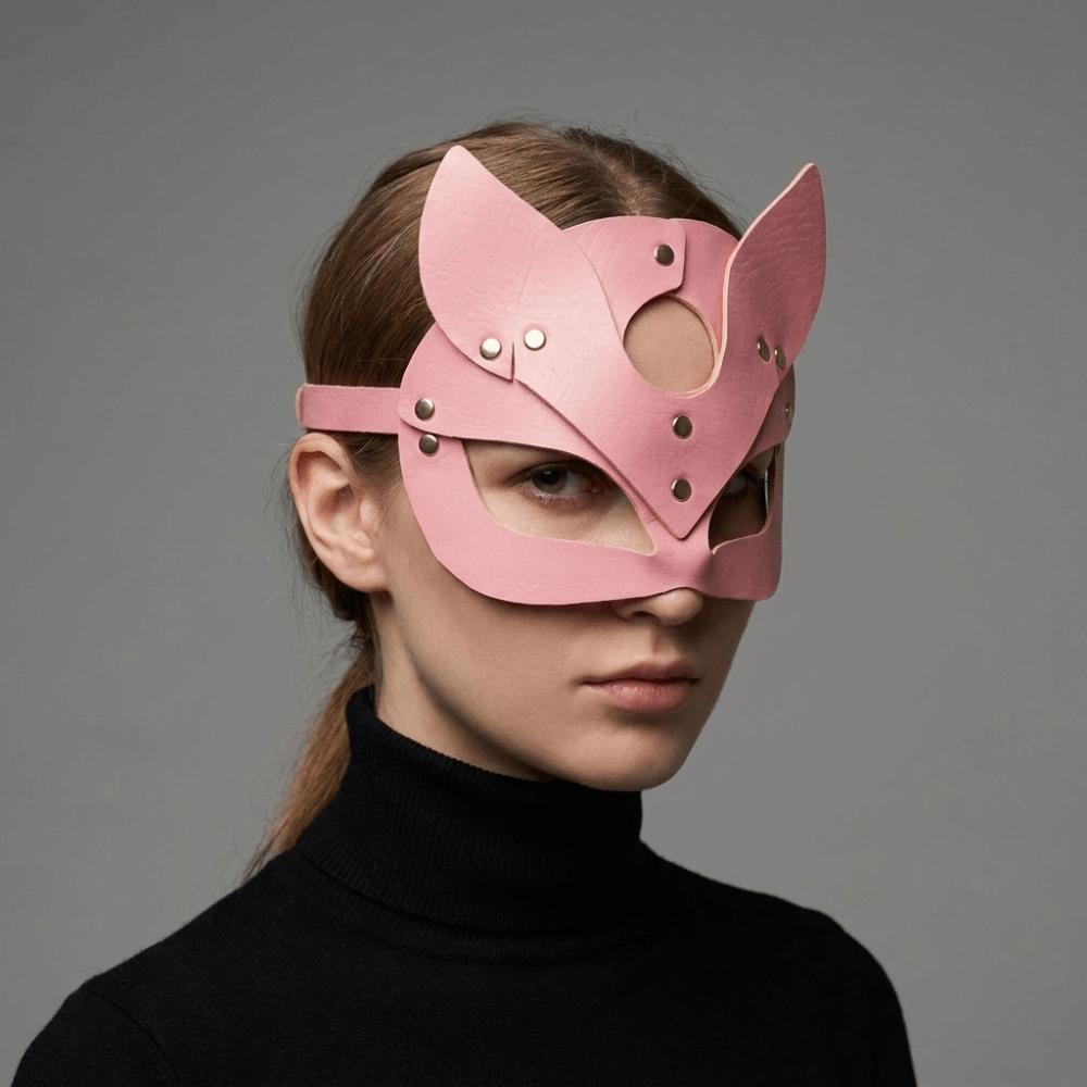 Zinc Zinc Alloy Halloween Mask Solid Color Half Face Mask Cool PU Leather Mask Women