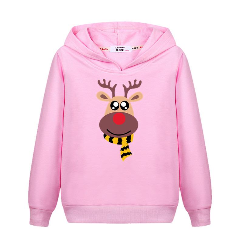 Red Christmas Deer Coat for Children Long Sleeved Hoodie for Baby Boy Girls New Pullover